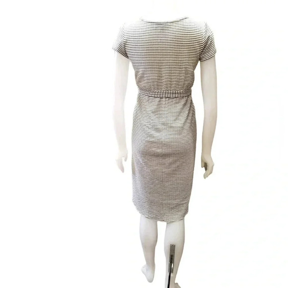 Lulus Sun Swept Black & White Striped Belted Midi Dress  Size Small - Picture 8 of 12